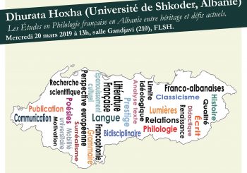 Dhurata Hoxha (Université de Shkoder, Albanie), « Les Études en  Philologie française en Albanie entre héritage et défis actuels »